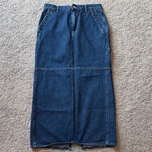 Madewell Dark Wash Denim Carpenter Maxi Skirt Size 27